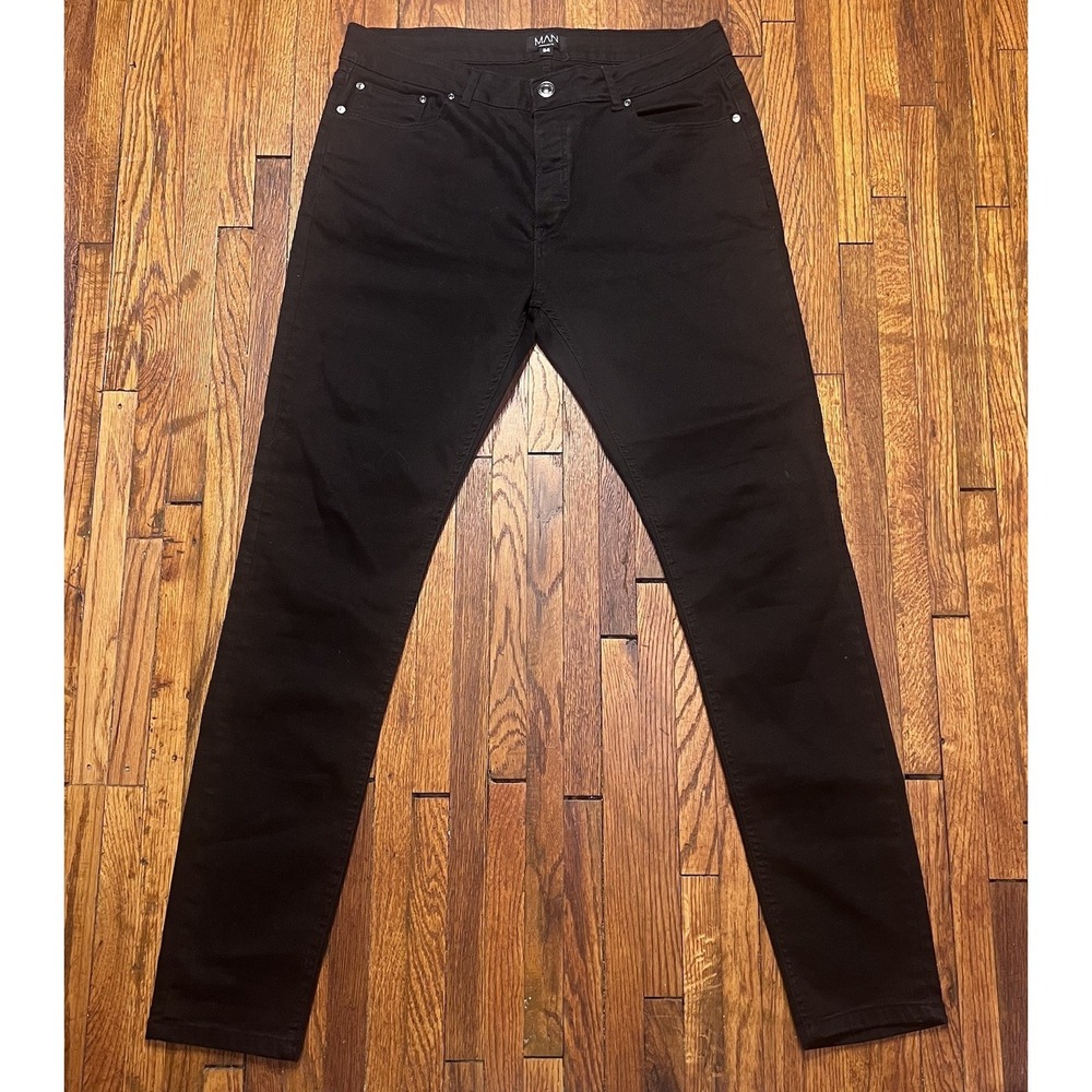 BoohooMAN Black Skinny Jeans Stretch Denim Pants Men's Size 34x33 - Picture 2 of 10
